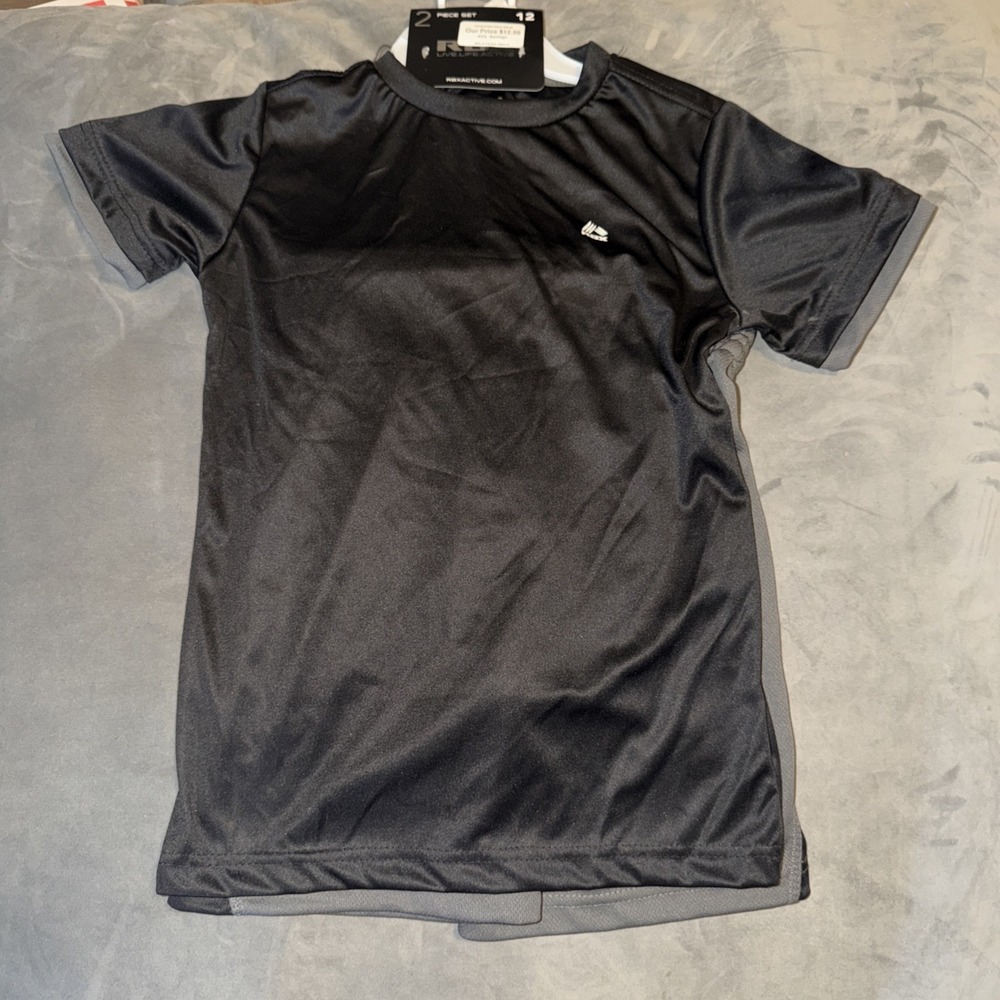 RBX Active Youth Boys 2-Piece Set Shorts/Shirt Blk/Grey Sz 12